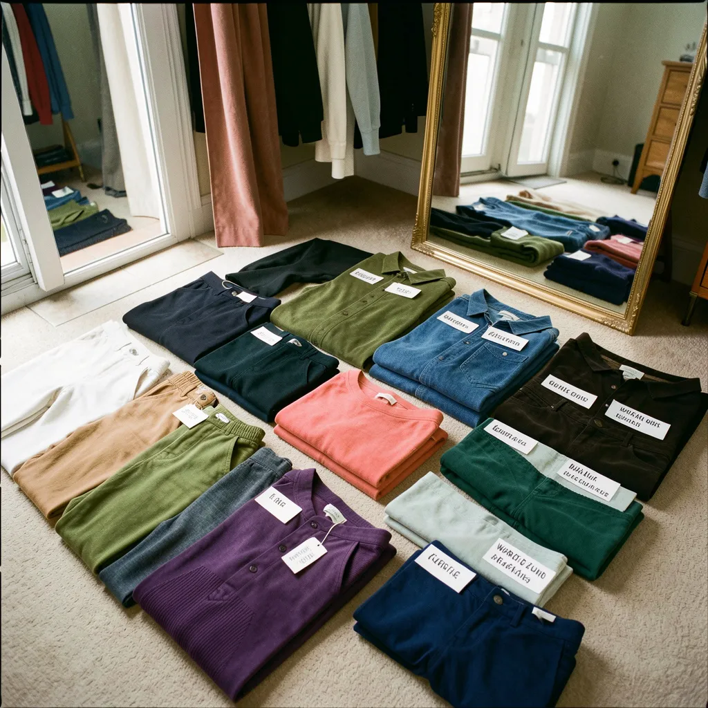 Arrangert klær i organisert garderobe